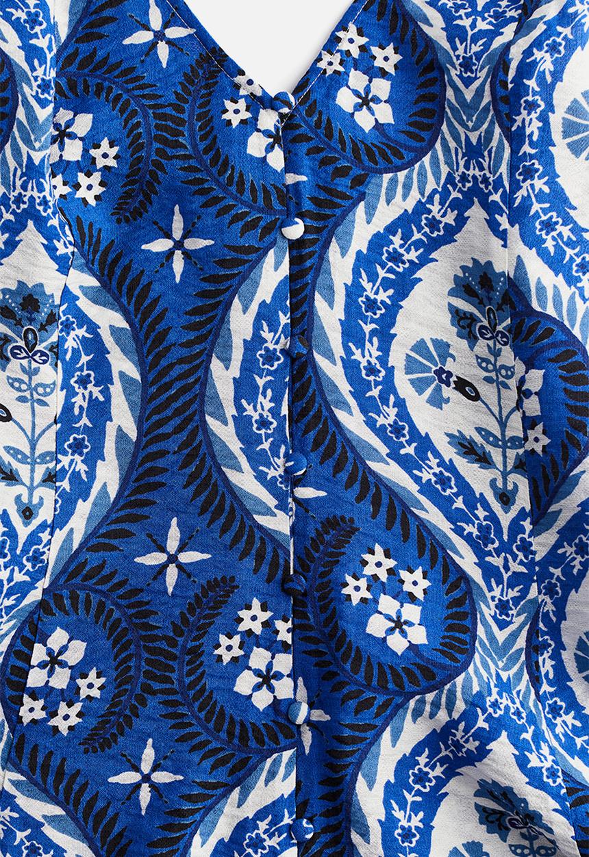 H&M - A-line strappy dress - bright blue/patterned