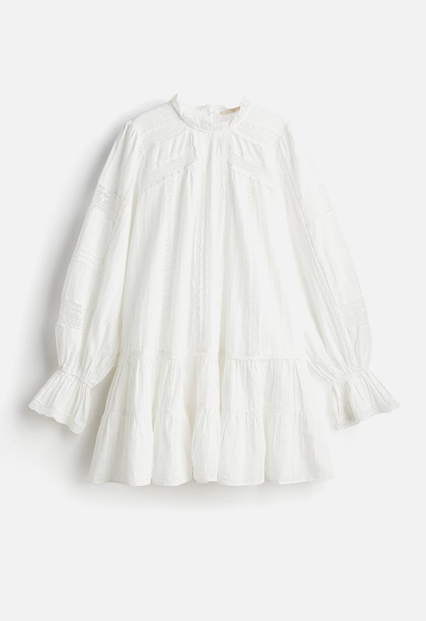 H&M - Lace-trimmed cotton dress - white