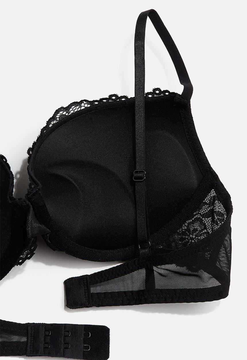 H&M - Lace super push-up bra - black