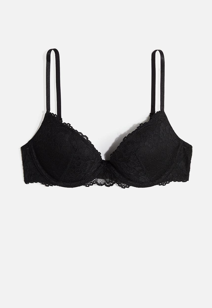 H&M - Lace super push-up bra - black