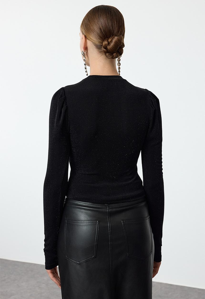 Trendyol - Black glitter knitted blouse