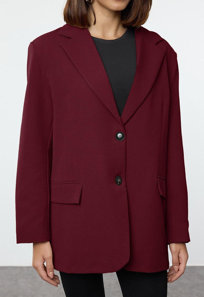 Trendyol - Claret red extra oversize blazer jacket