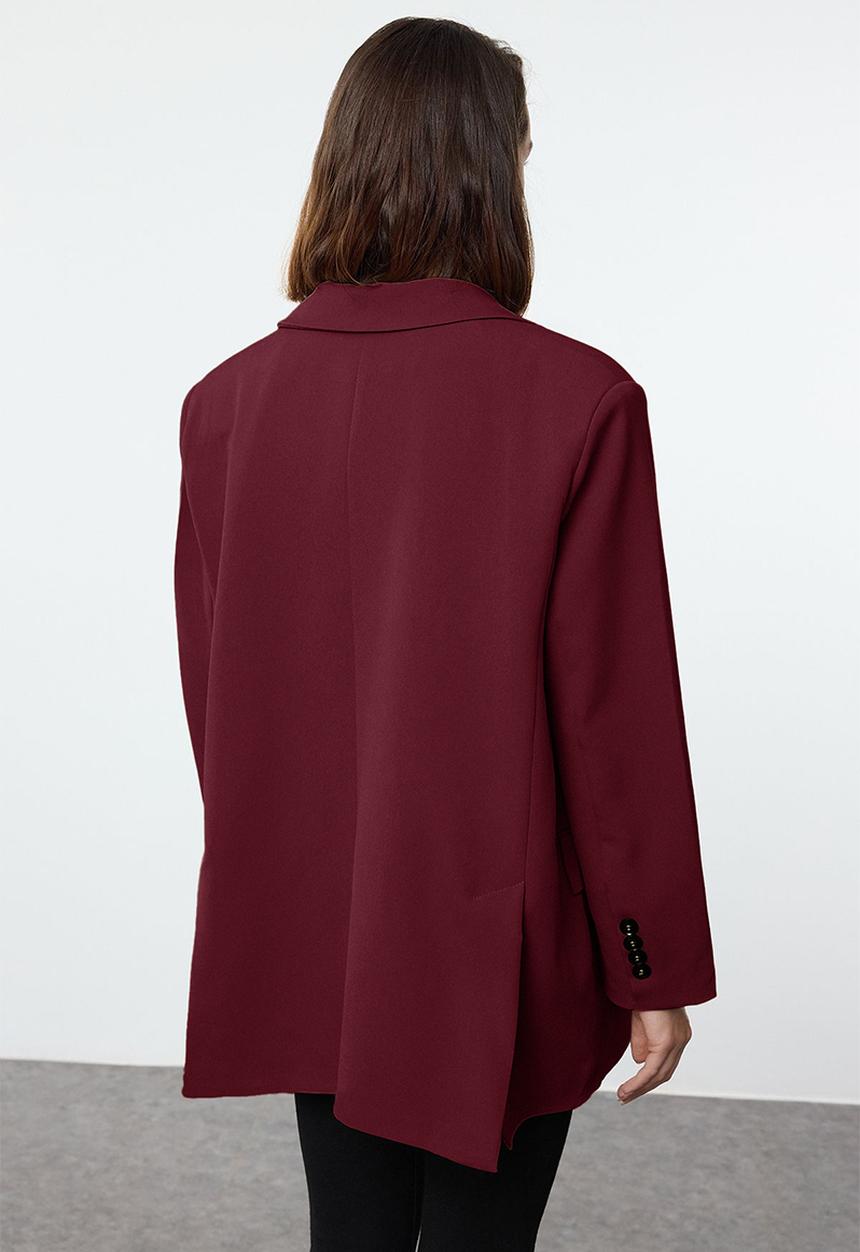 Trendyol - Claret red extra oversize blazer jacket