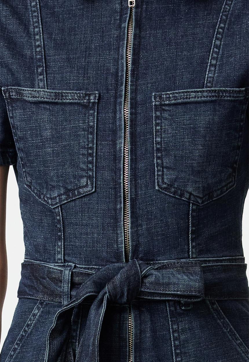 Trendyol - Dark Blue Belted Denim Overalls