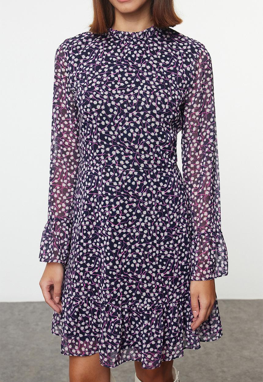 Trendyol - Purple Floral Mini Woven Dress