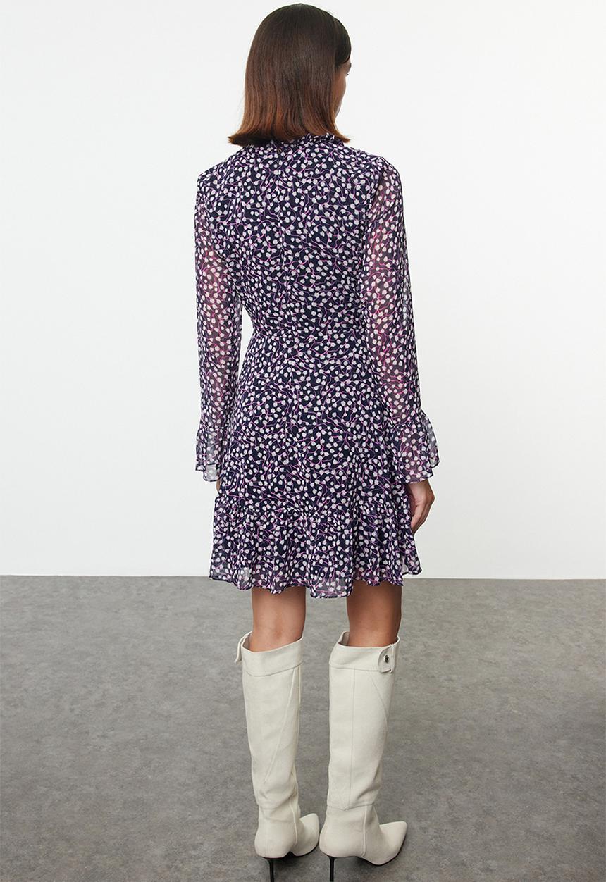 Trendyol - Purple Floral Mini Woven Dress