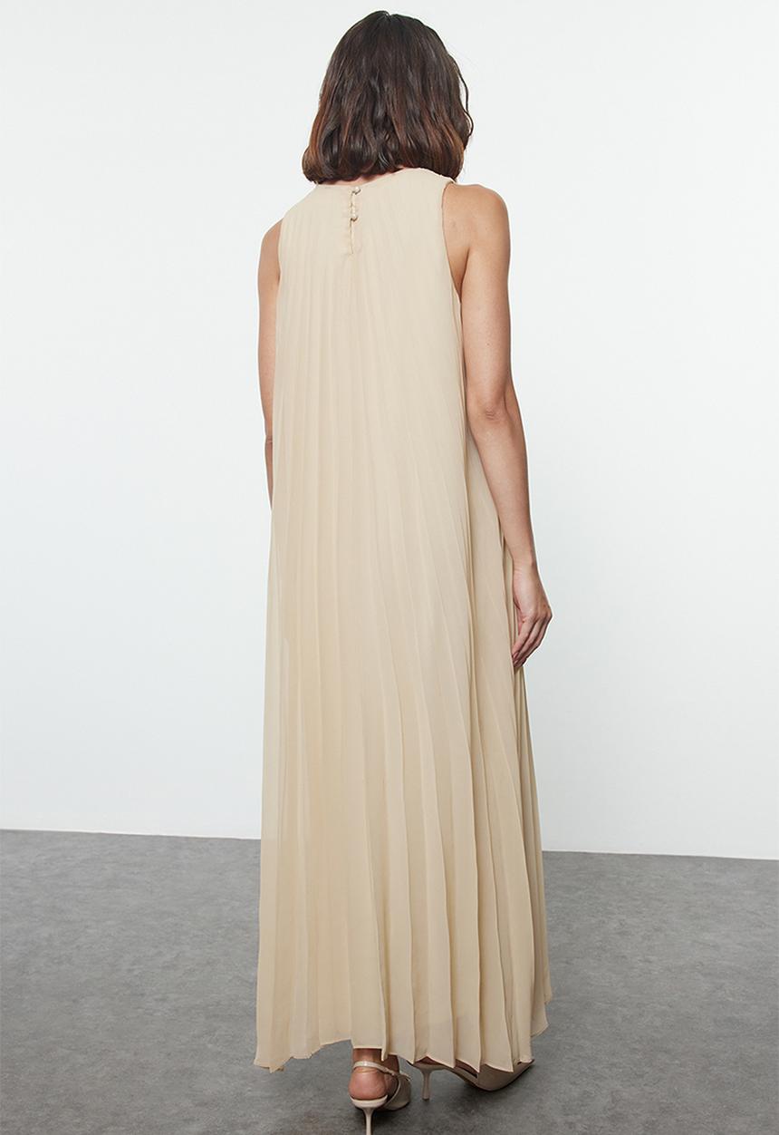Trendyol - Pleated Dress - Beige