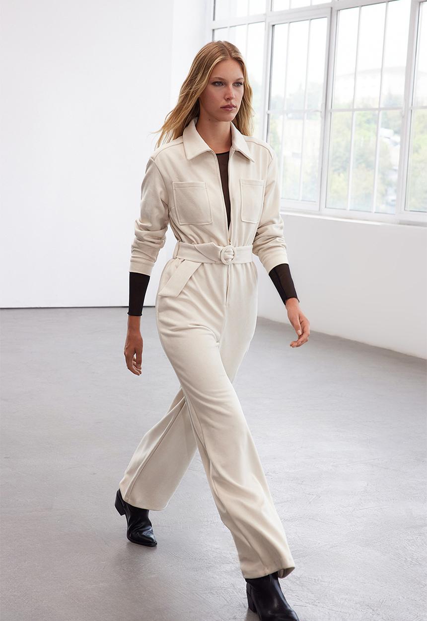 Trendyol - Limited Edition Stone Belted Pocket Detailed Suede Jumpsuit