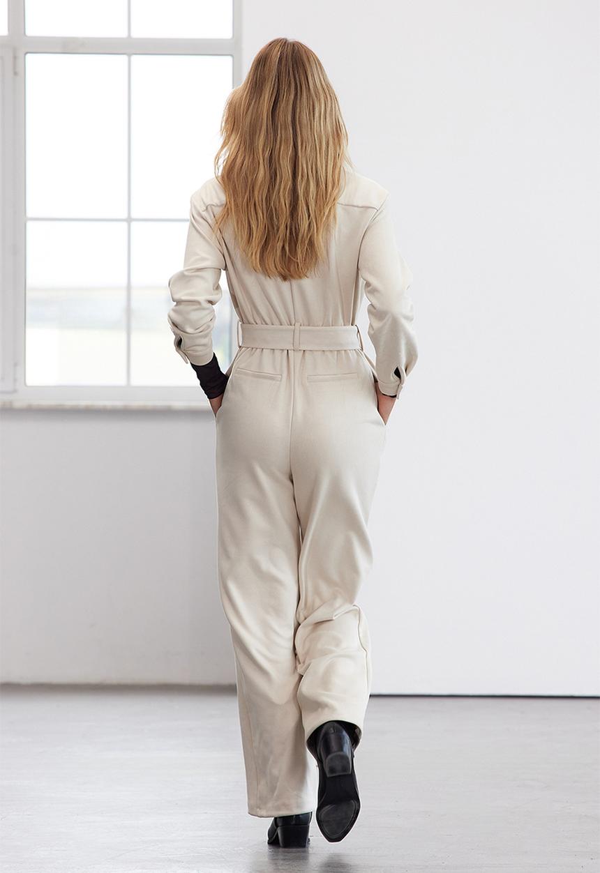 Trendyol - Limited Edition Stone Belted Pocket Detailed Suede Jumpsuit