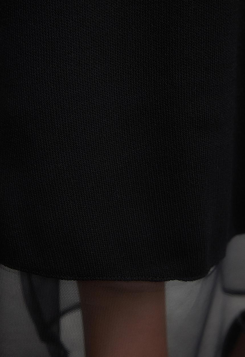 Trendyol - Black Tulle Detailed Skirt Knit Dress