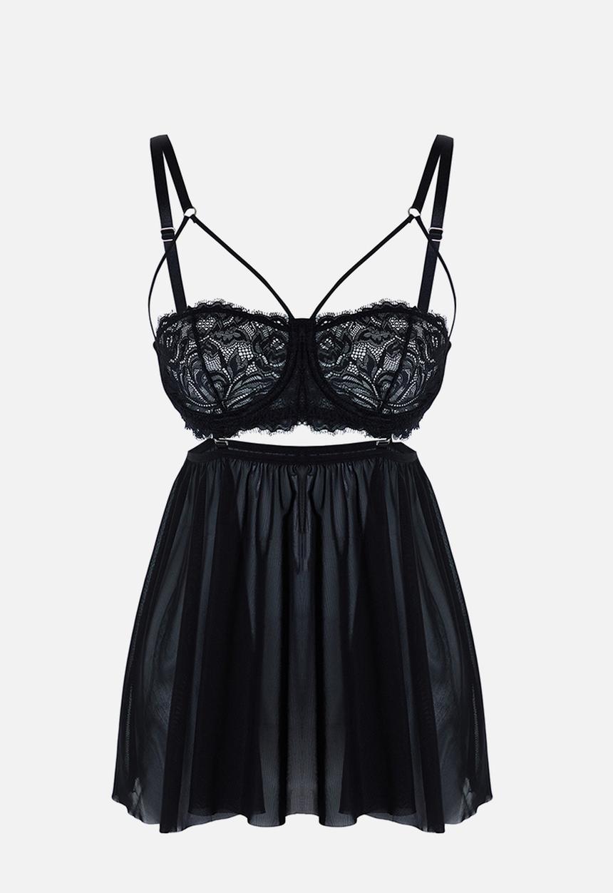 Trendyol - Black Lace Knitted Babydoll
