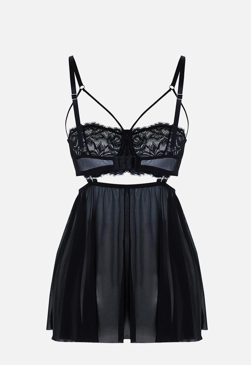 Trendyol - Black Lace Knitted Babydoll