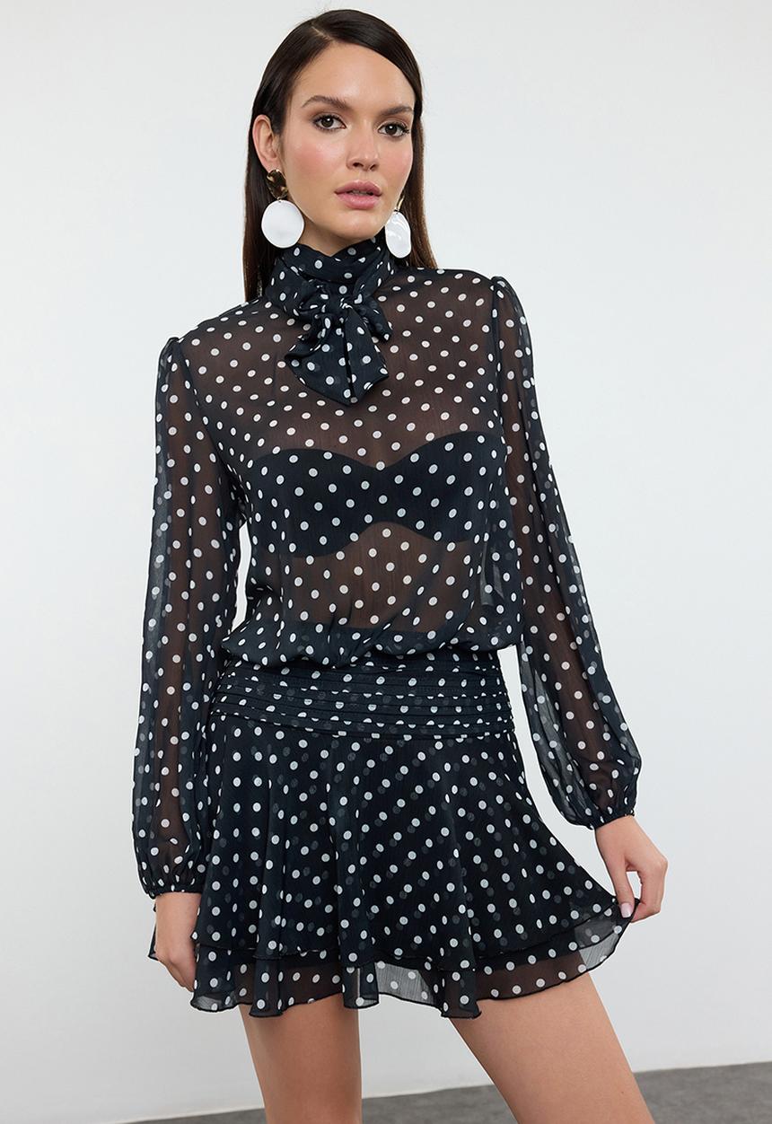 Trendyol - Polka Dot Chiffon Woven Dress