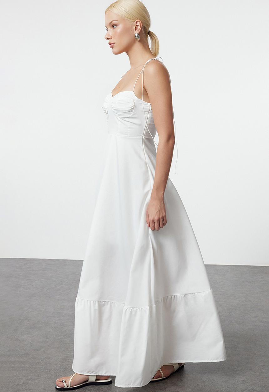 Trendyol - White Draped Maxi Woven Dress