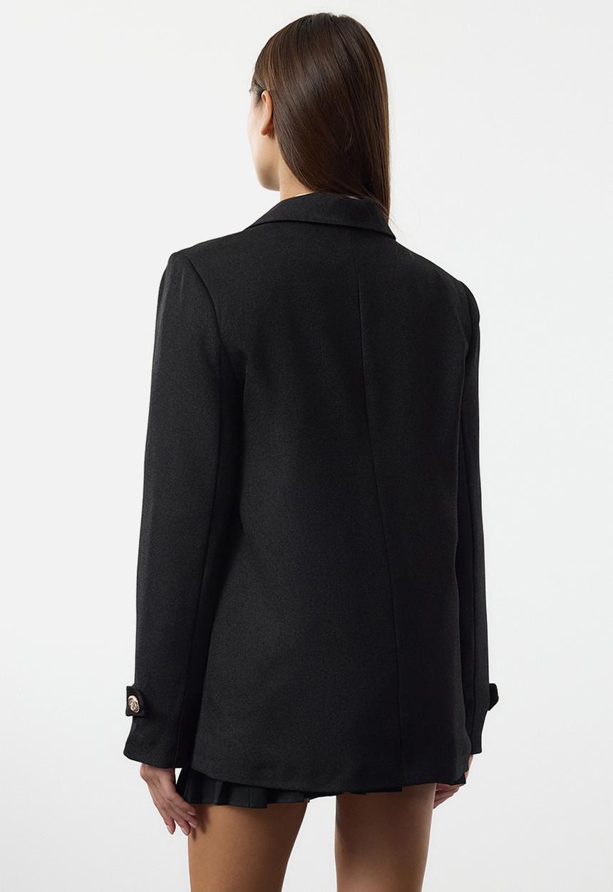Trendyol - Black Pocket Detailed Wool Look Blazer Jacket