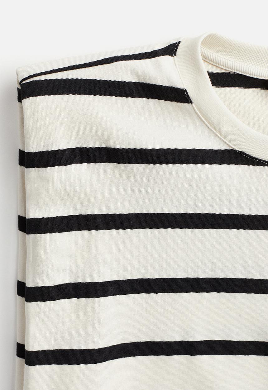 H&M - Sleeveless shoulder-pad dress - white/striped