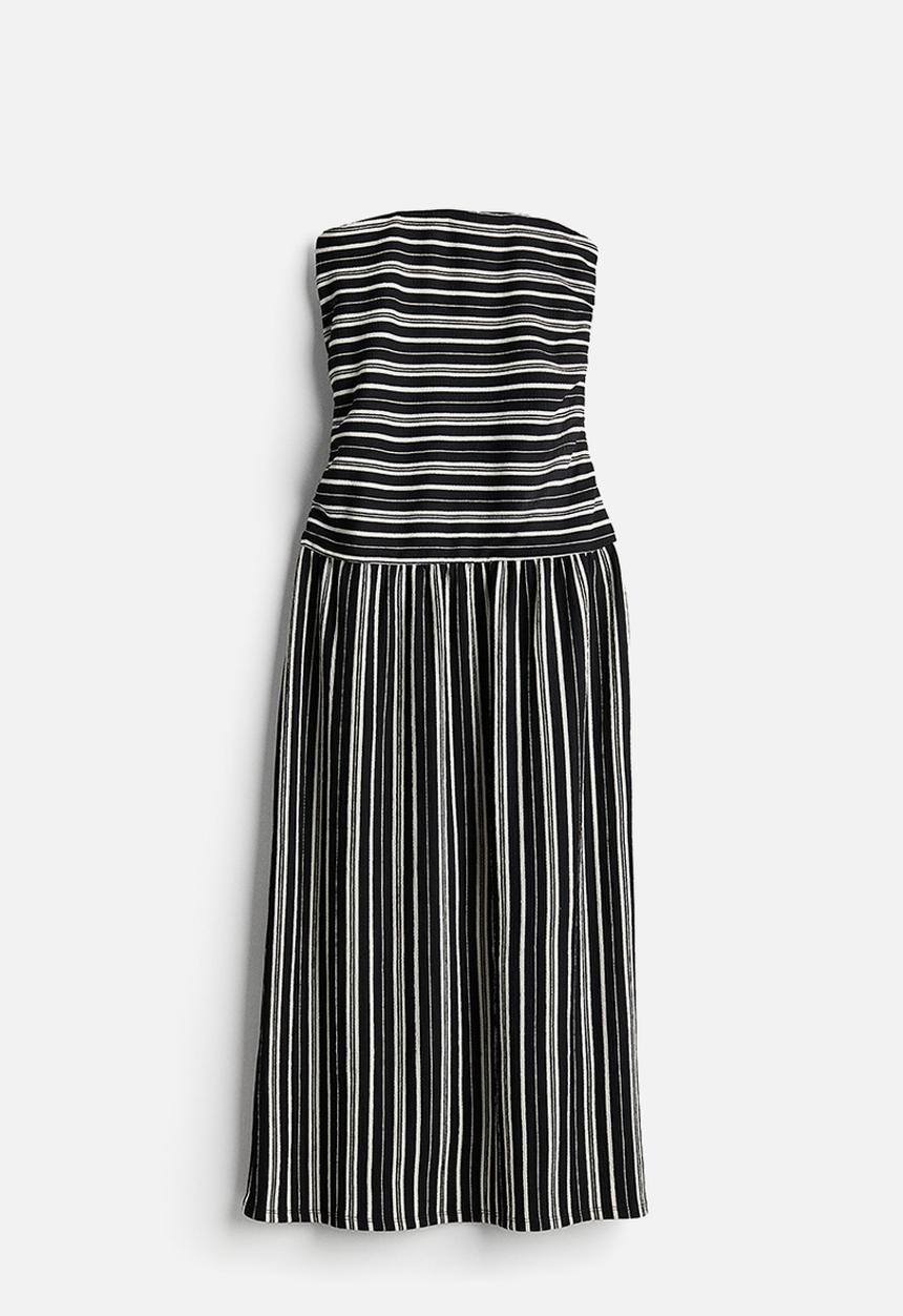 H&M - Bandeau dress - black/striped 