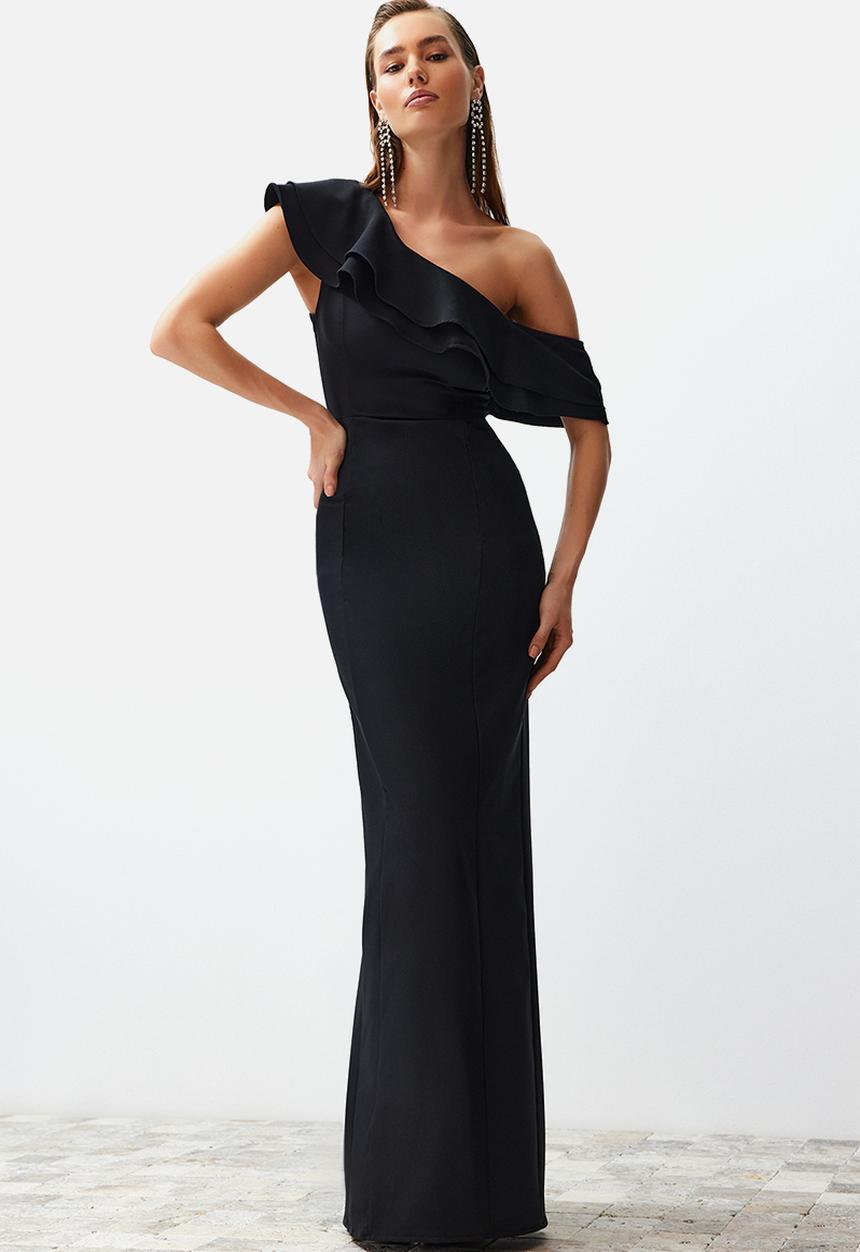 Trendyol - Flounce Elegant Dress - Black 