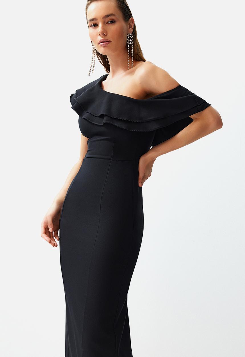 Trendyol - Flounce Elegant Dress - Black 