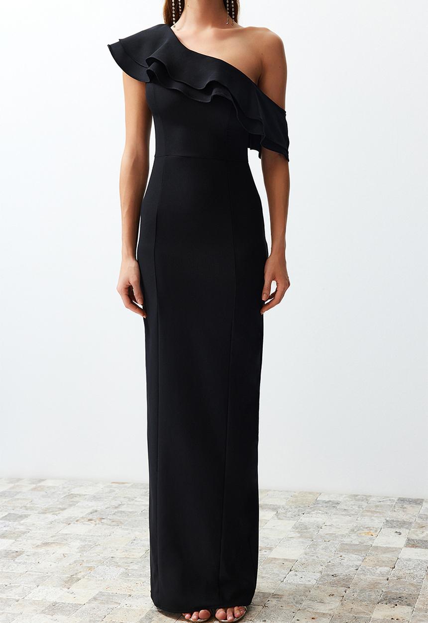 Trendyol - Flounce Elegant Dress - Black 