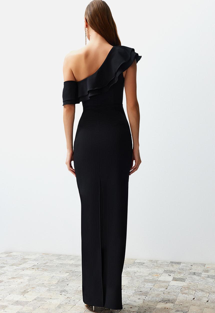 Trendyol - Flounce Elegant Dress - Black 