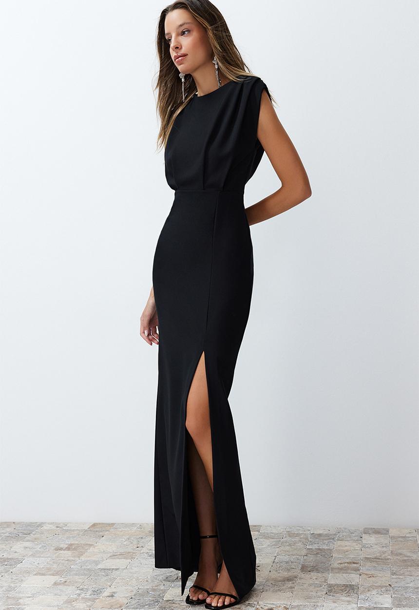 Trendyol - Padded Long Dress - Black  