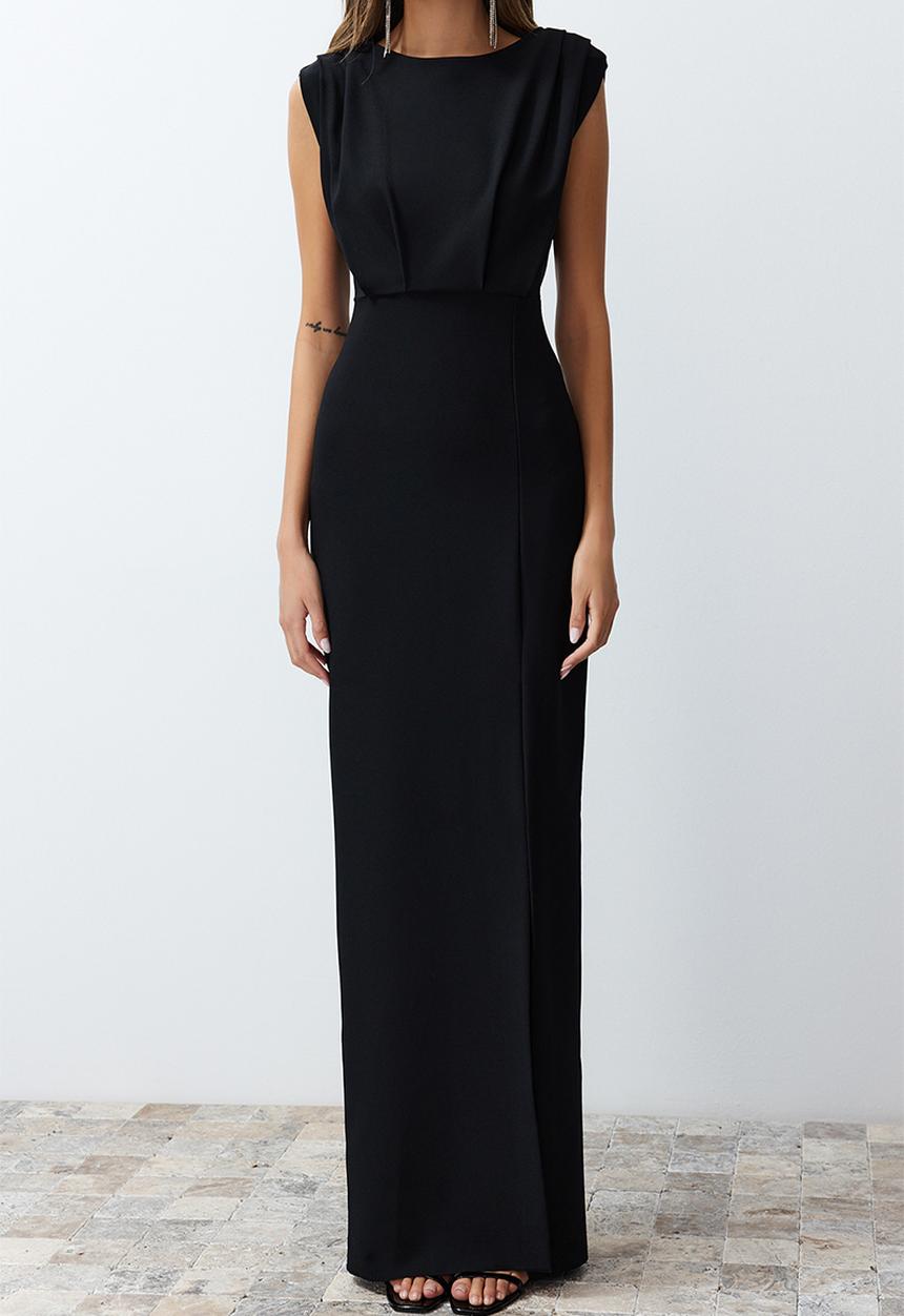 Trendyol - Padded Long Dress - Black  