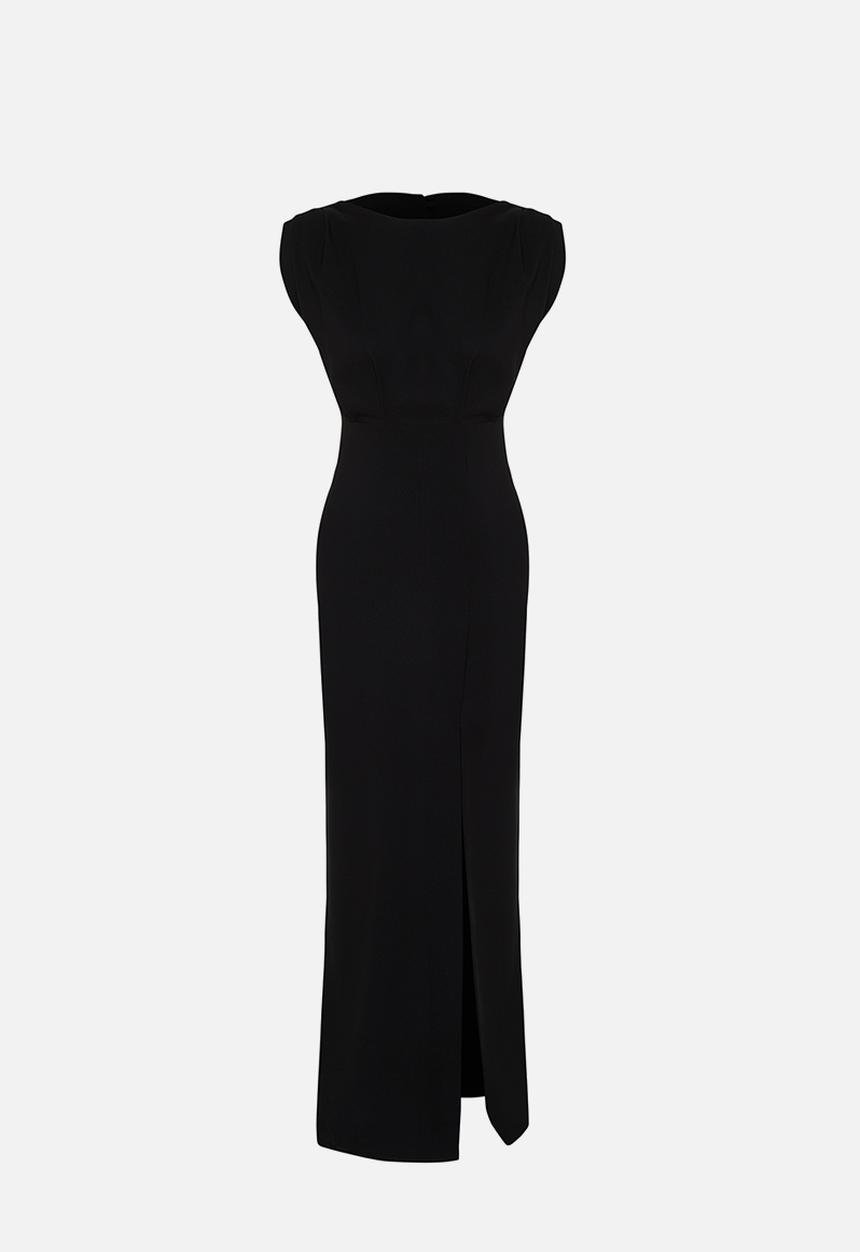 Trendyol - Padded Long Dress - Black  