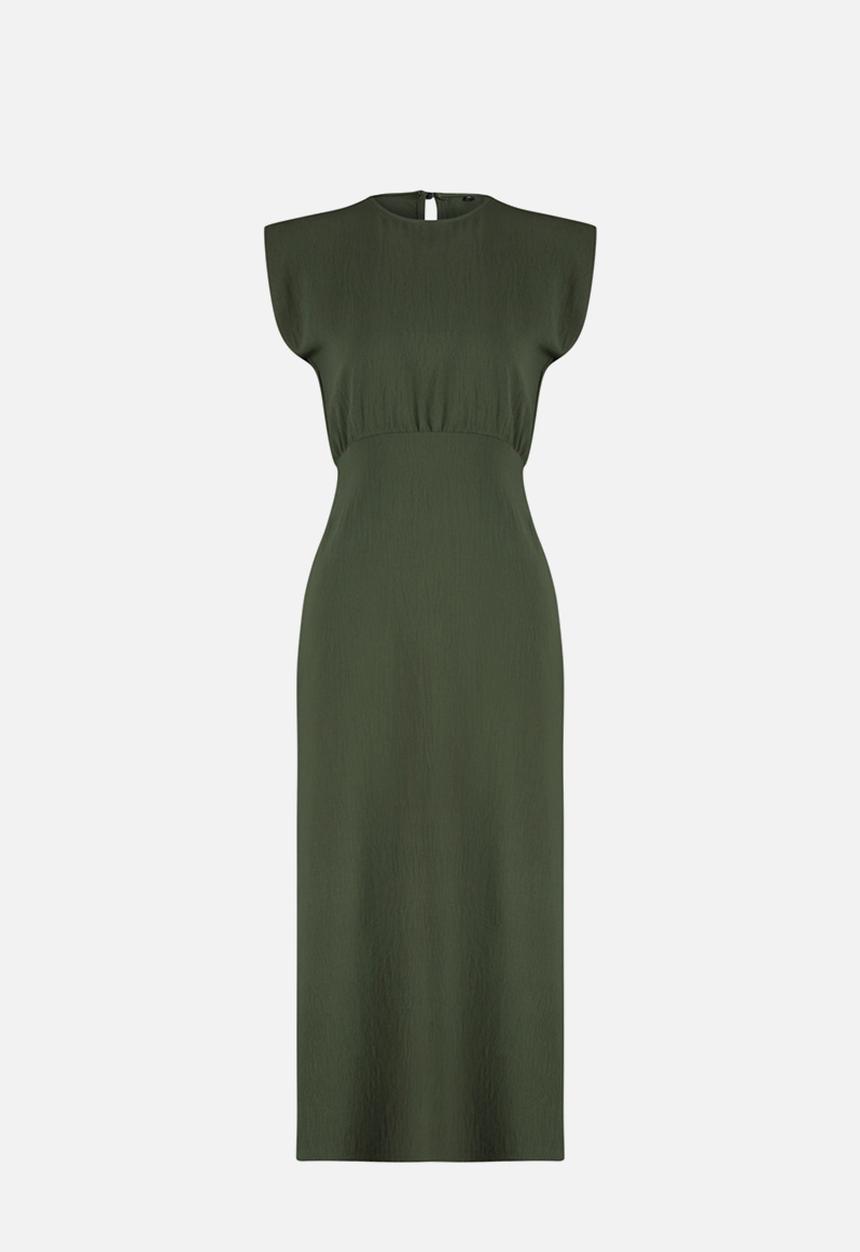 Trendyol - A-Line Midi Woven Dress - Khaki 