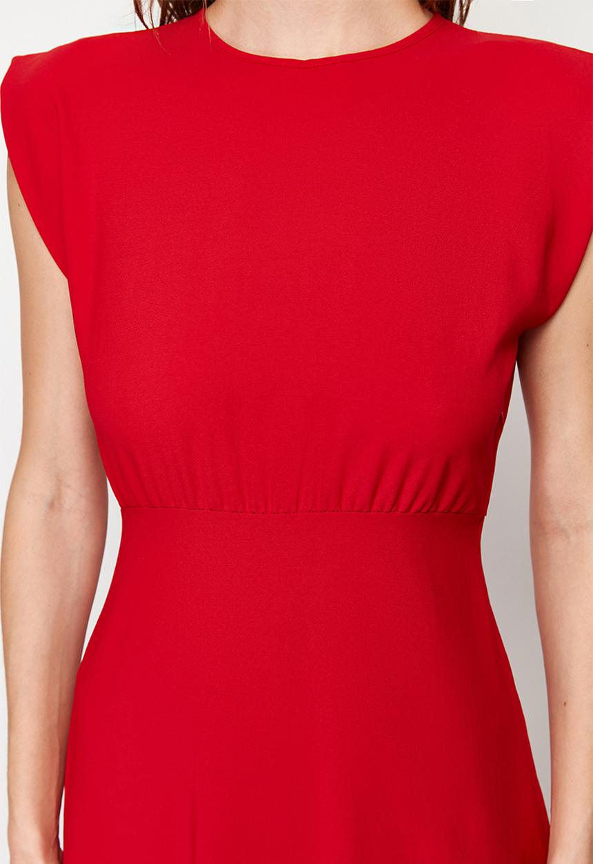Trendyol - A-Line Sleeveless Midi Woven Dress - Red 
