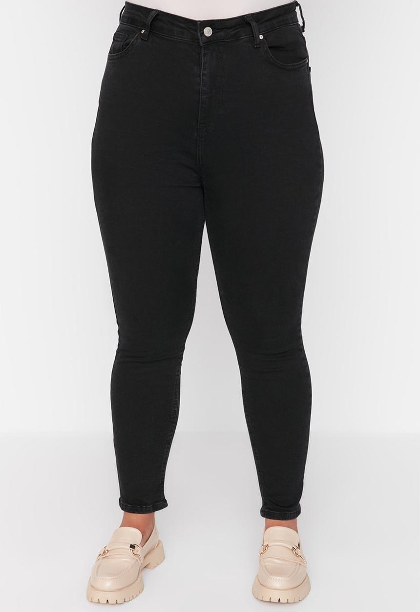 Trendyol - Plus Black High Waist Flexible Skinny Jeans