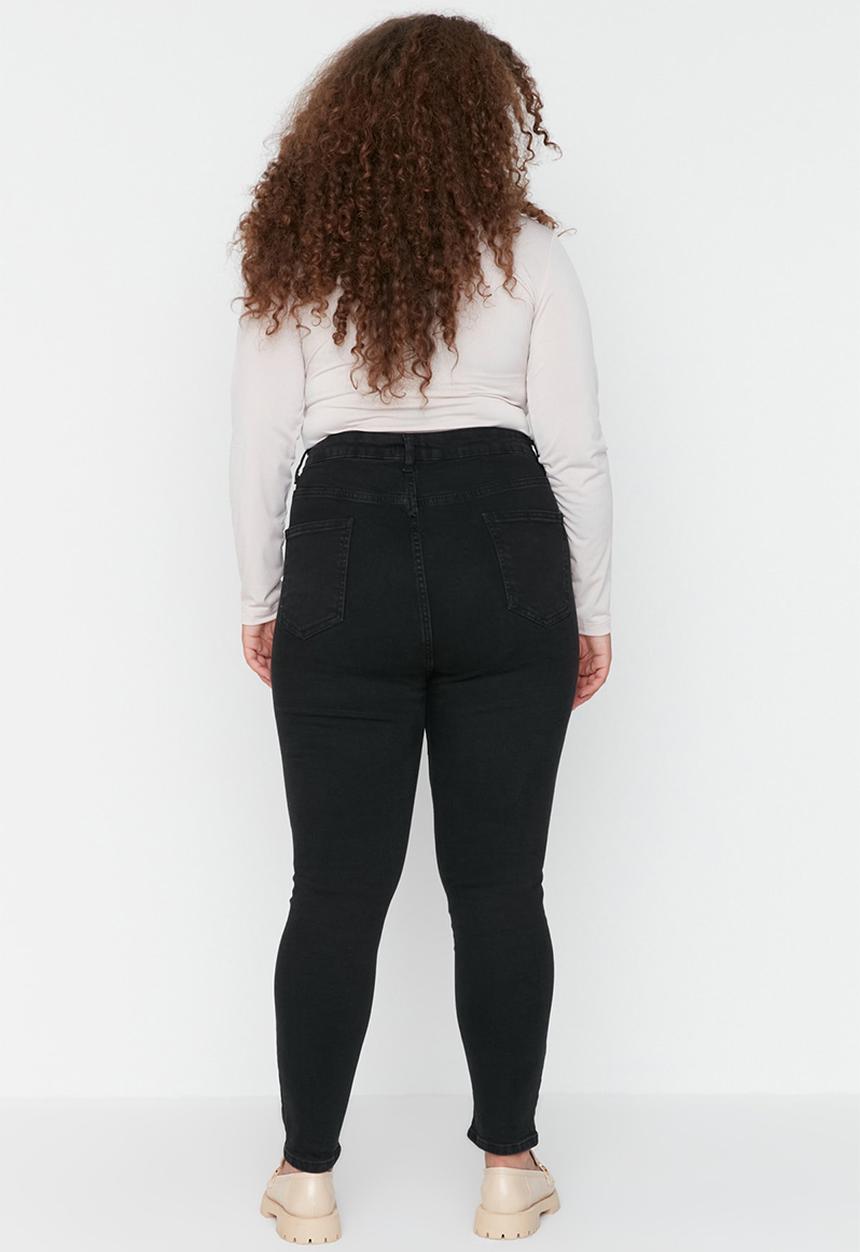 Trendyol - Plus Black High Waist Flexible Skinny Jeans