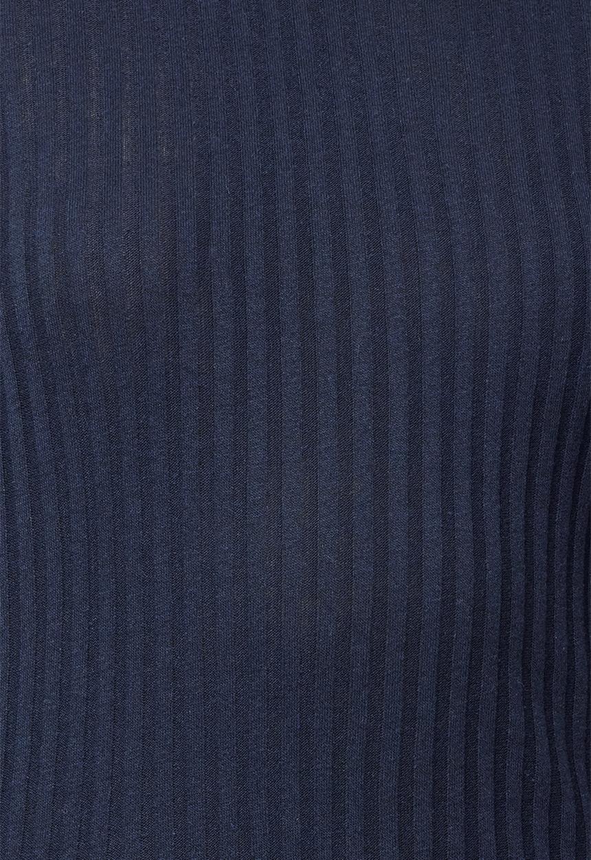 Trendyol - Navy blue high collar ribbed flexible slim fit knitted top