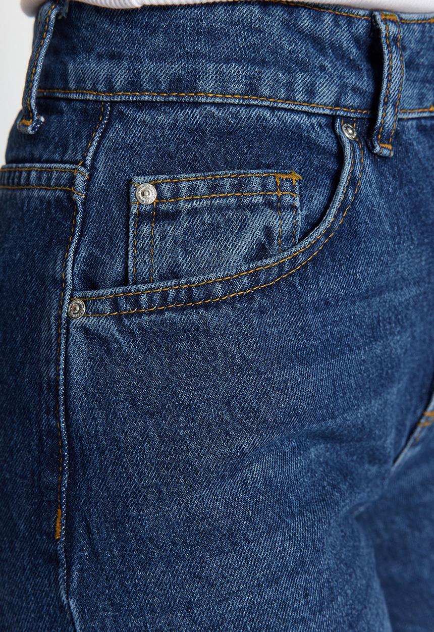 Trendyol - Dark Blue High Waist Wide Leg Jeans