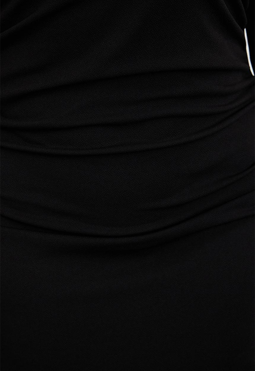 Trendyol - Gather detailed shift knitted plus size dress - black 