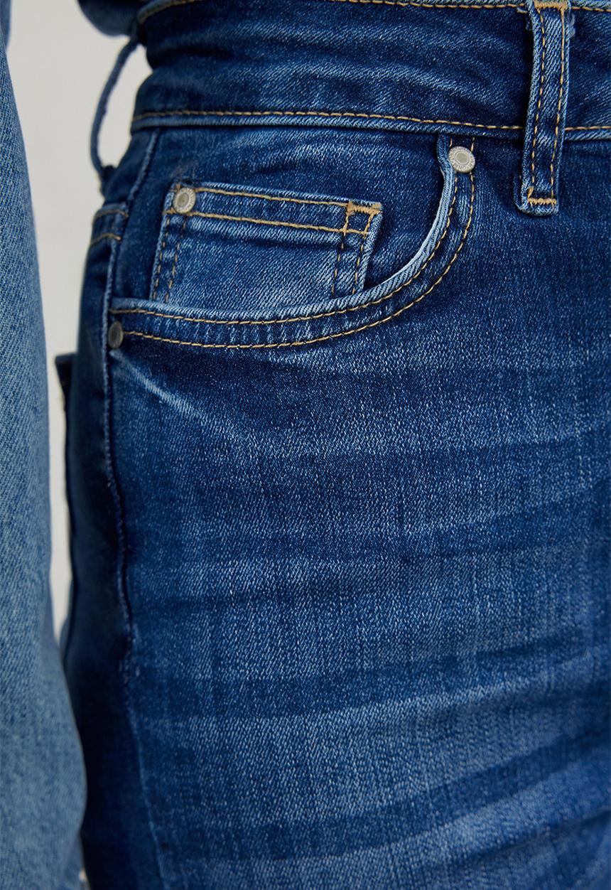 Trendyol - Premium High Waist Skinny Jeans - Dark Blue 