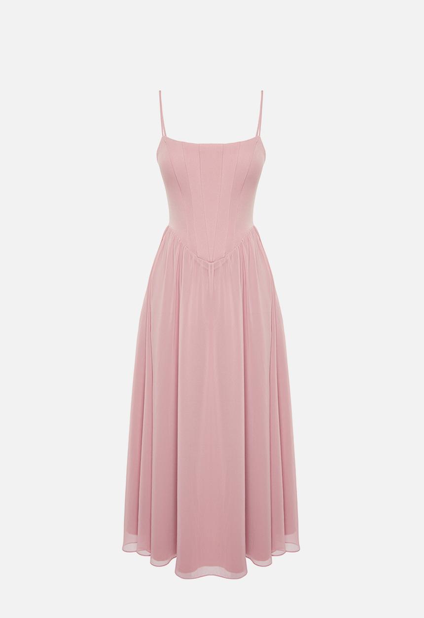 Trendyol - Tulle Corset Dress - Dusty Rose 