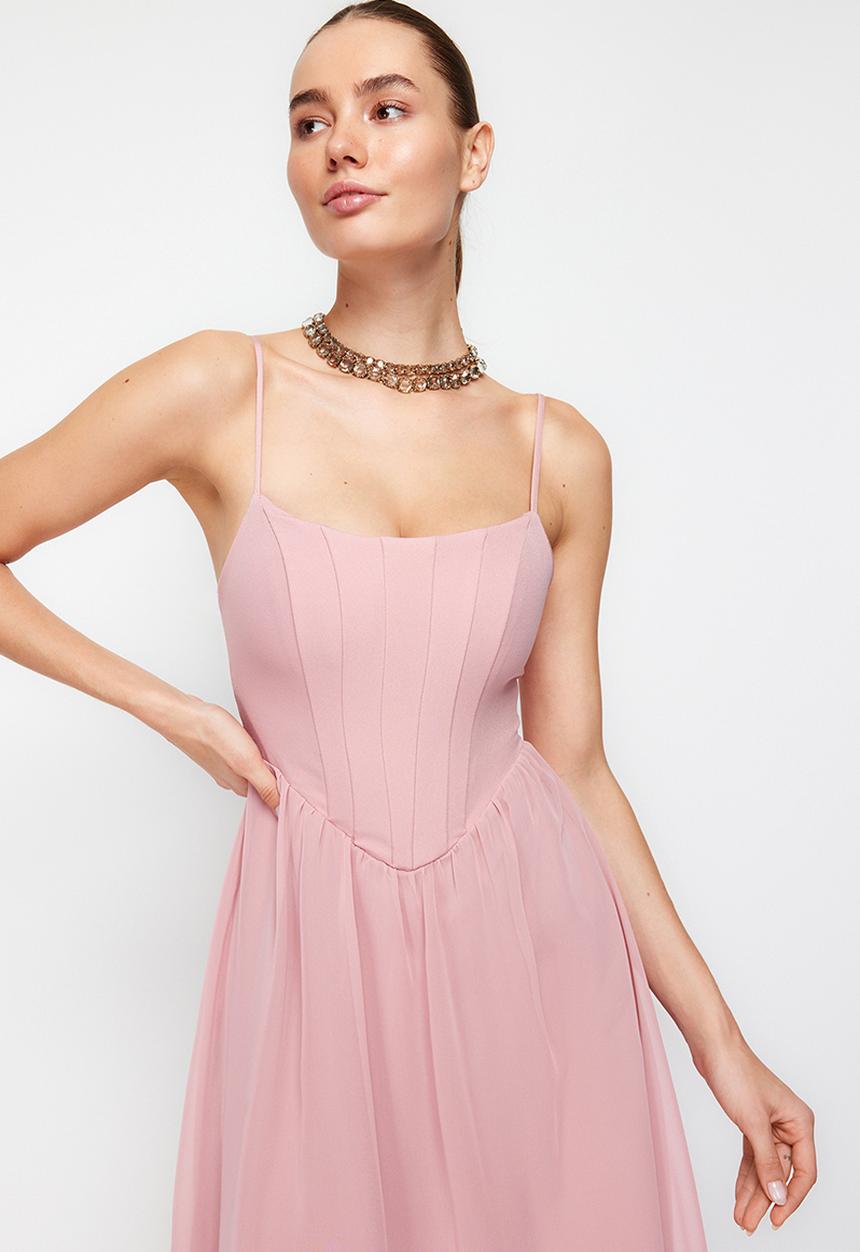 Trendyol - Tulle Corset Dress - Dusty Rose 