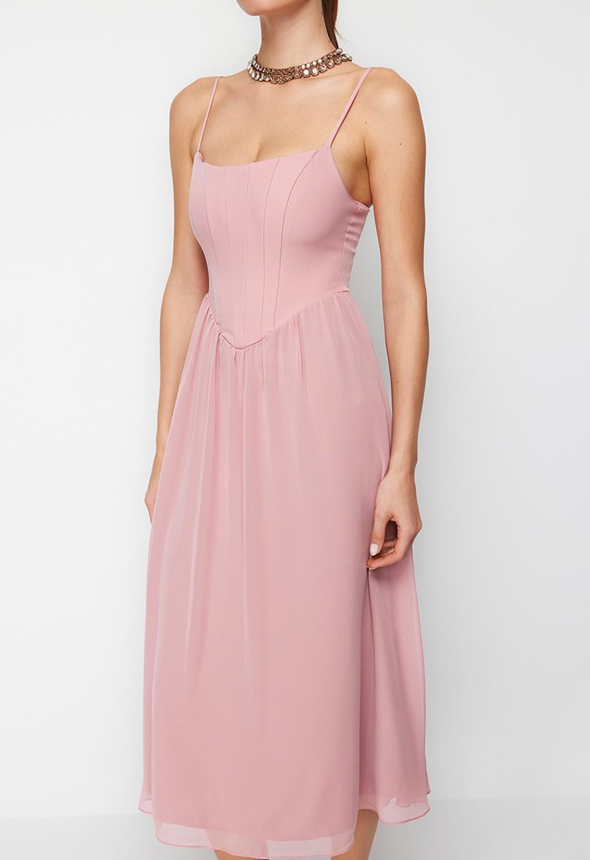 Trendyol - Tulle Corset Dress - Dusty Rose 