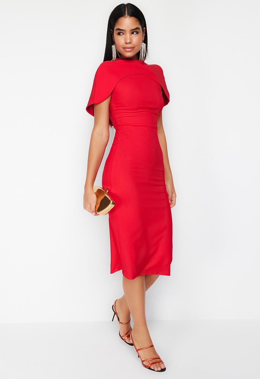Trendyol - Sleeve Elegant Dress - Red 