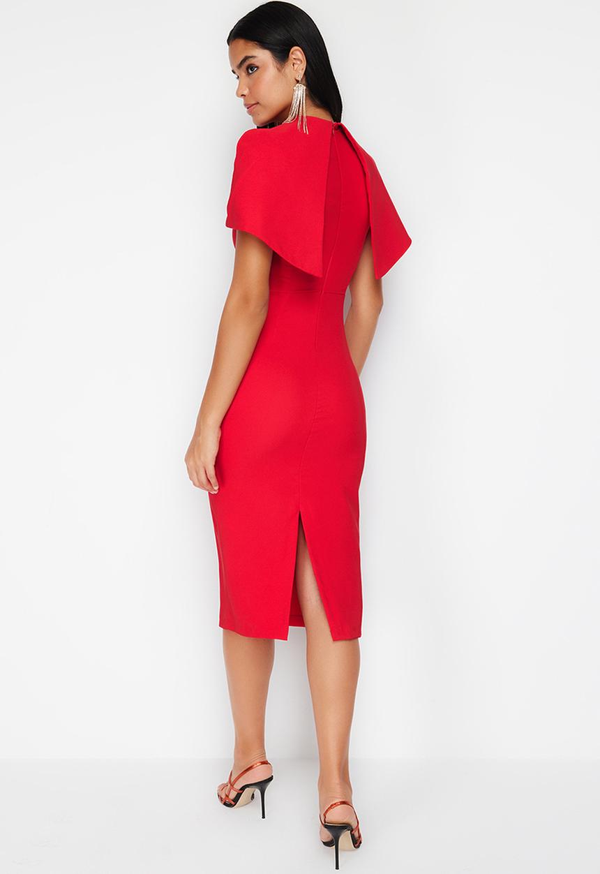 Trendyol - Sleeve Elegant Dress - Red 