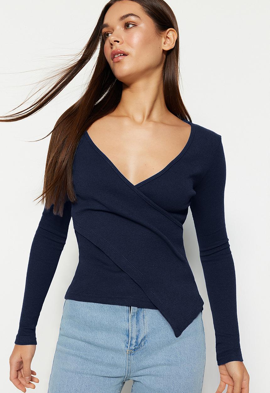Trendyol - Wrap knit top - navy