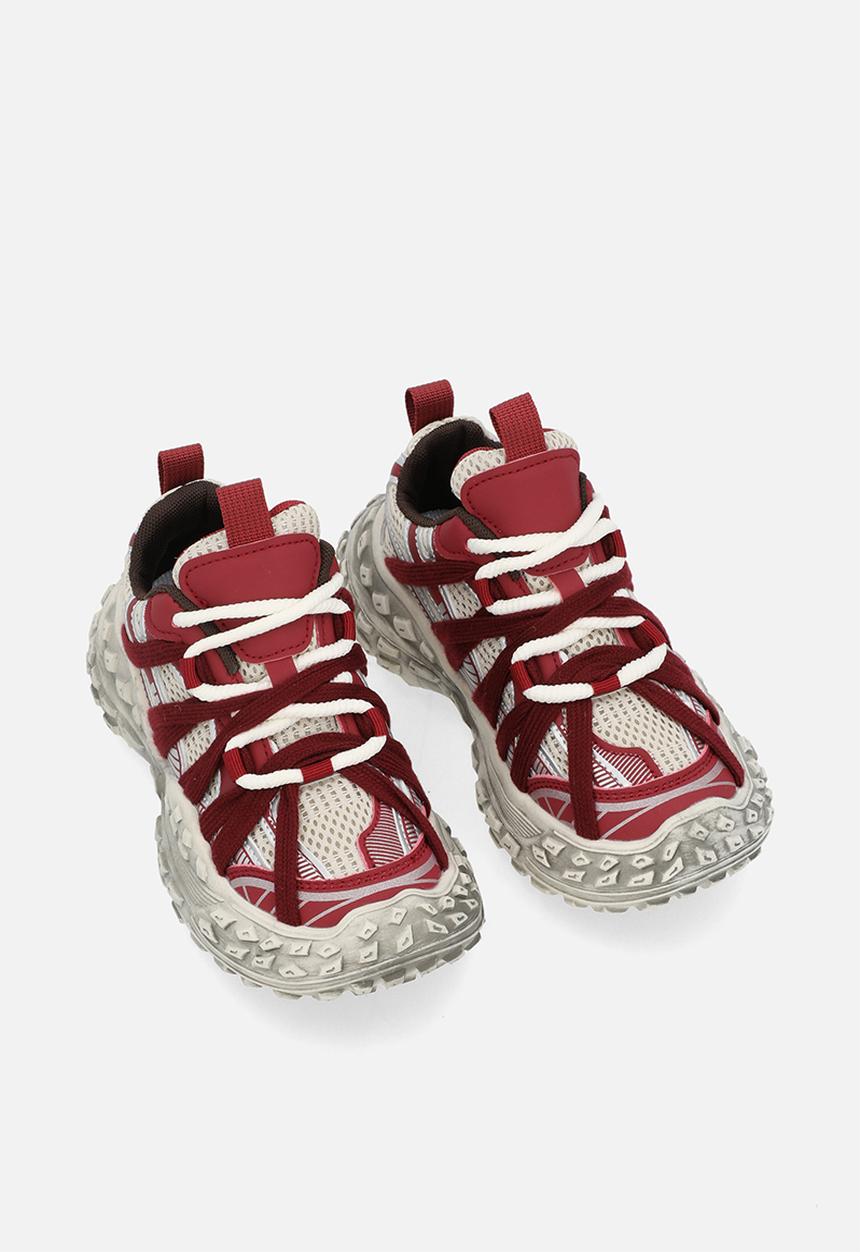 Pop Candy - Lace up sneakers - red & white