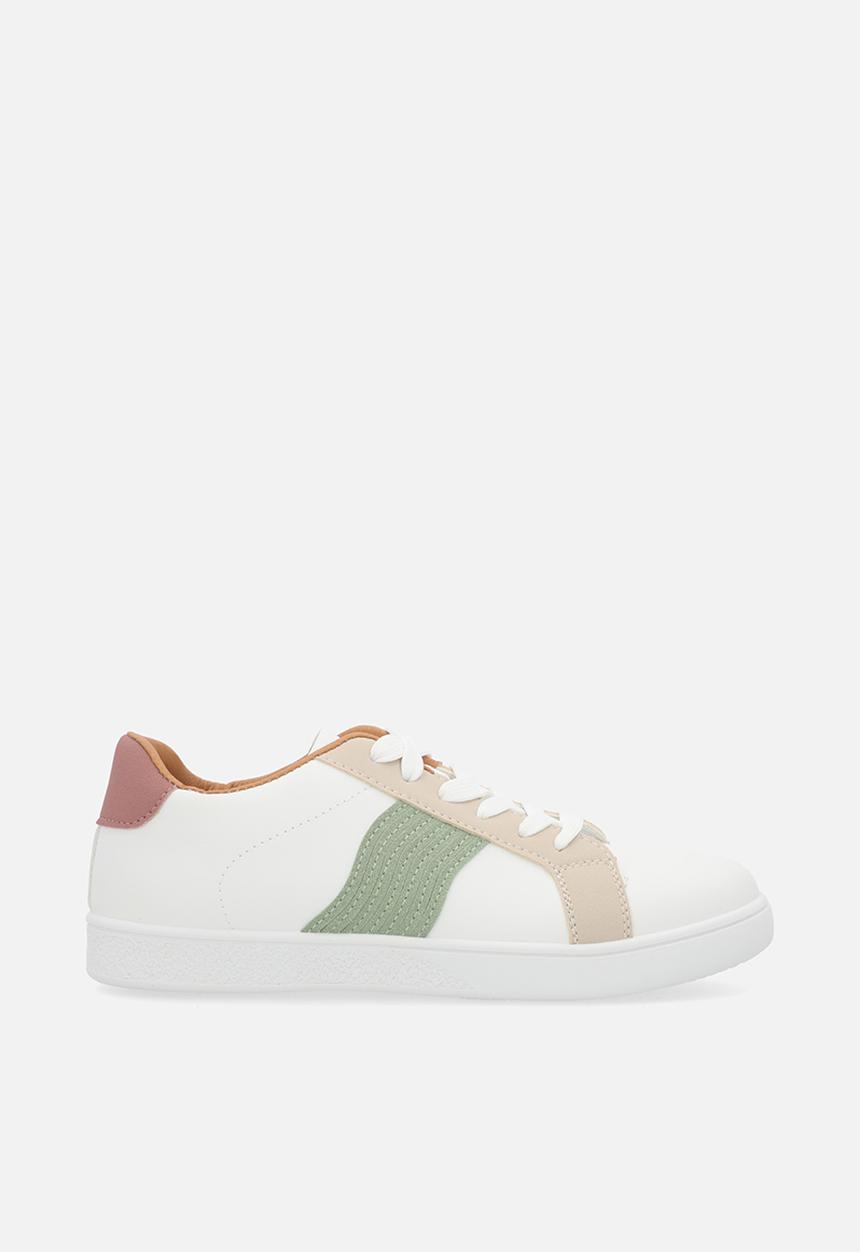 Pop Candy - Colour block lace up sneakers - white