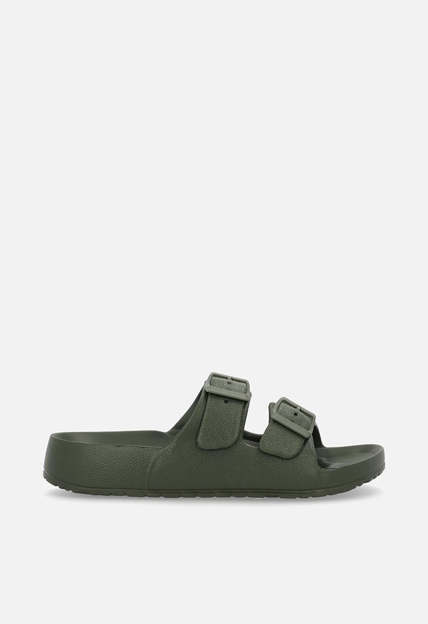 Pop Candy - Twin buckle slip on sandals - green