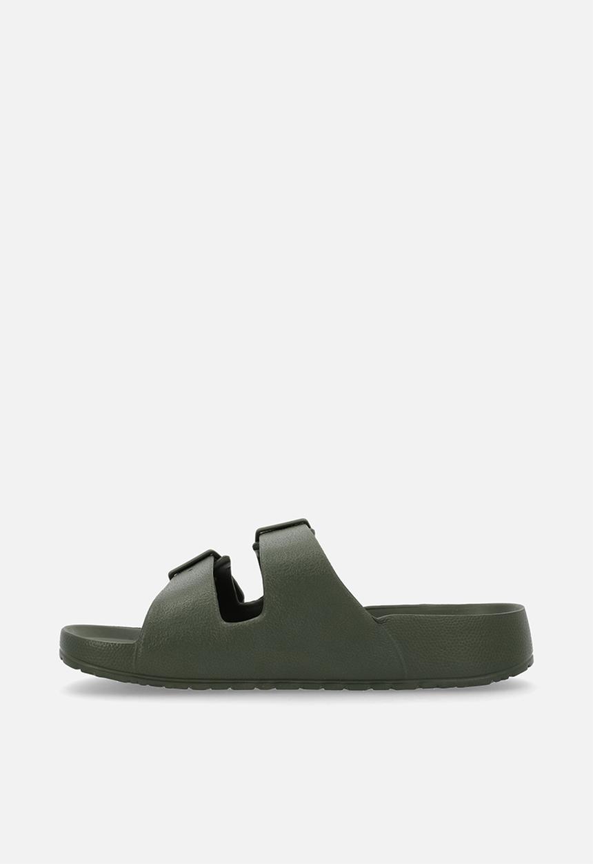 Pop Candy - Twin buckle slip on sandals - green