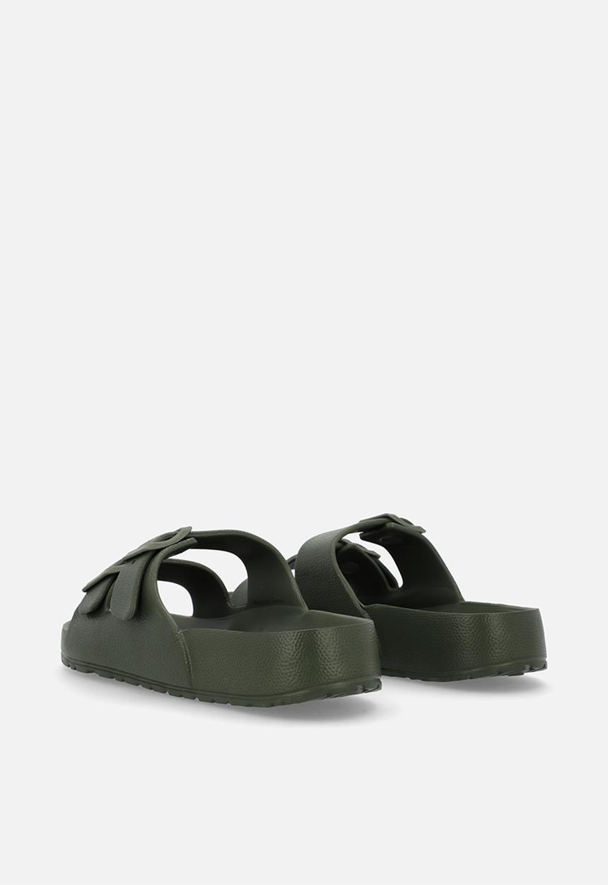 Pop Candy - Twin buckle slip on sandals - green