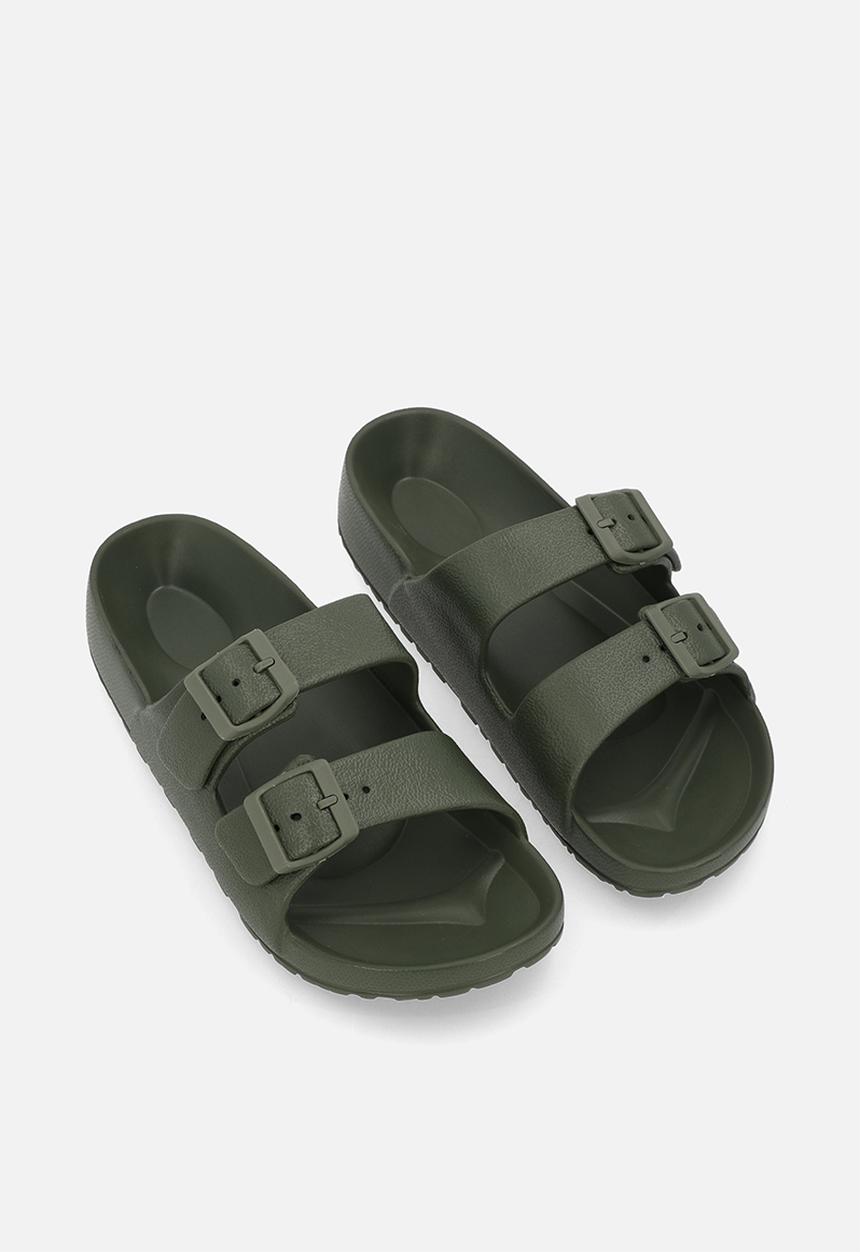 Pop Candy - Twin buckle slip on sandals - green