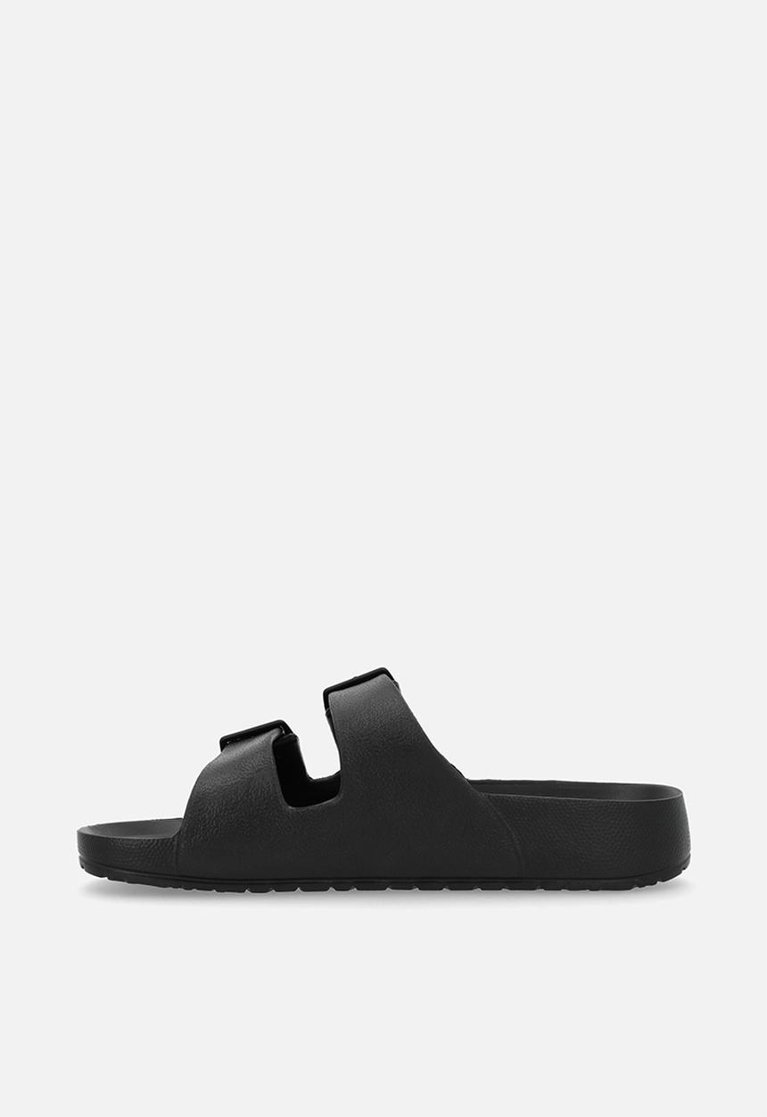 Pop Candy - Twin buckle slip on sandals - black