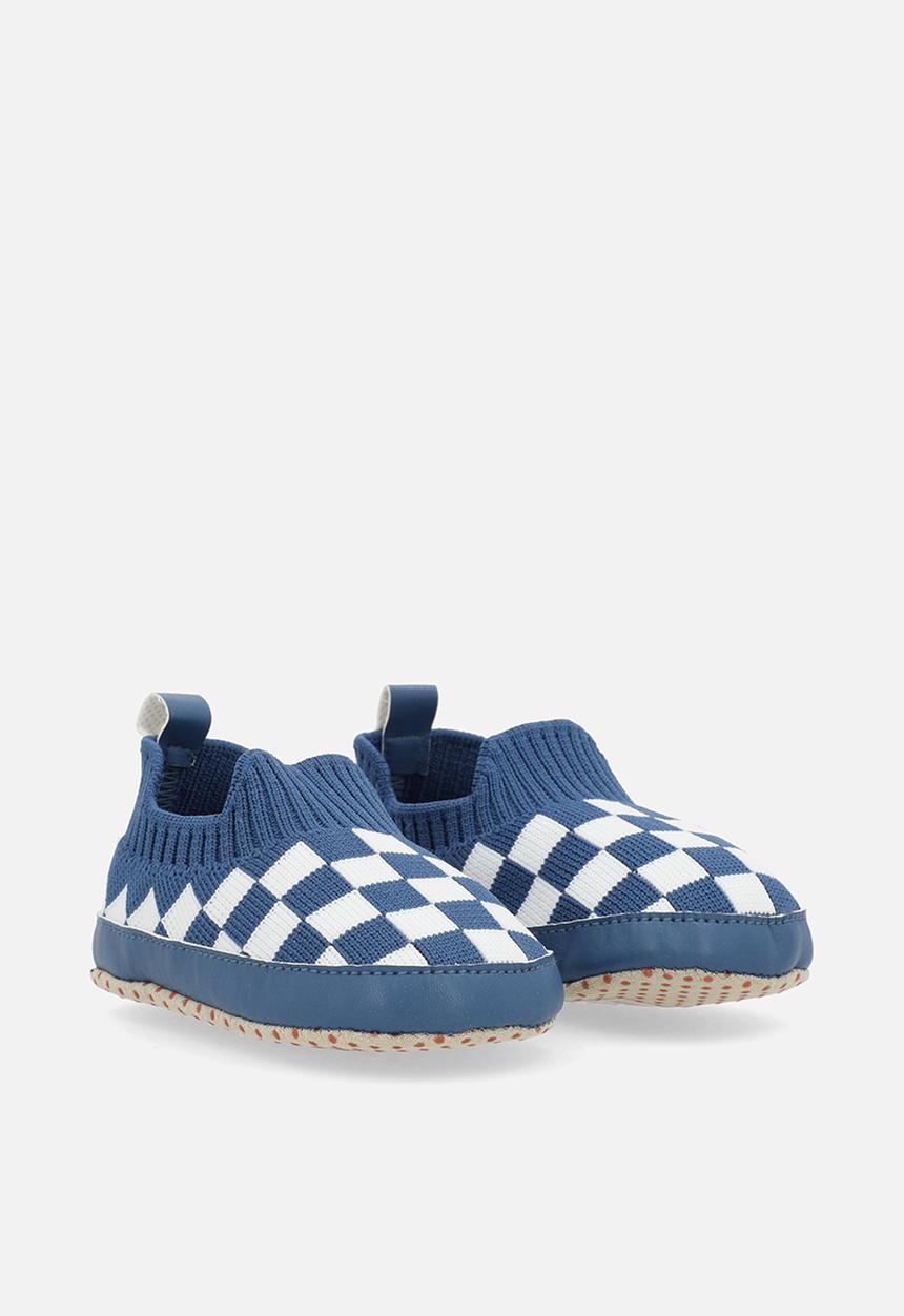 Pop Candy - Checker board slip on sneakers - blue & white